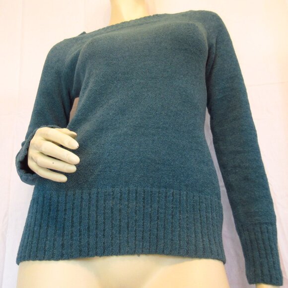 Vintage Y2K Wet Seal Teal Knit Sweater Top M Preppy Academia Retro Chic Corpcore - Picture 8 of 15